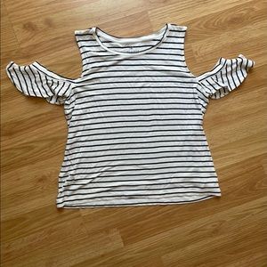 Soft and Sexy Stripped cold shoulder tank